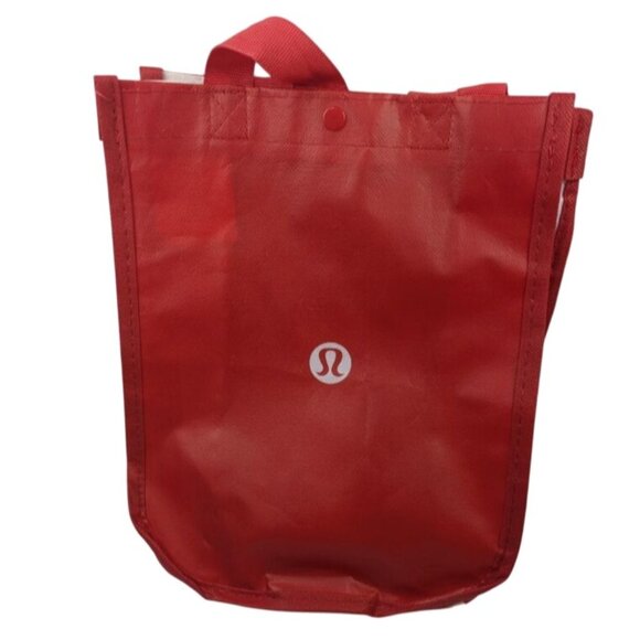 Lululemon Reusable Shopping Bag Red White Logo 9" x 12" Tote - Picture 1 of 3